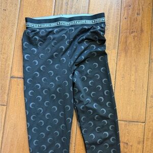 Marine Serre Kids Black Crescent-Print Leggings with Logo Waistband